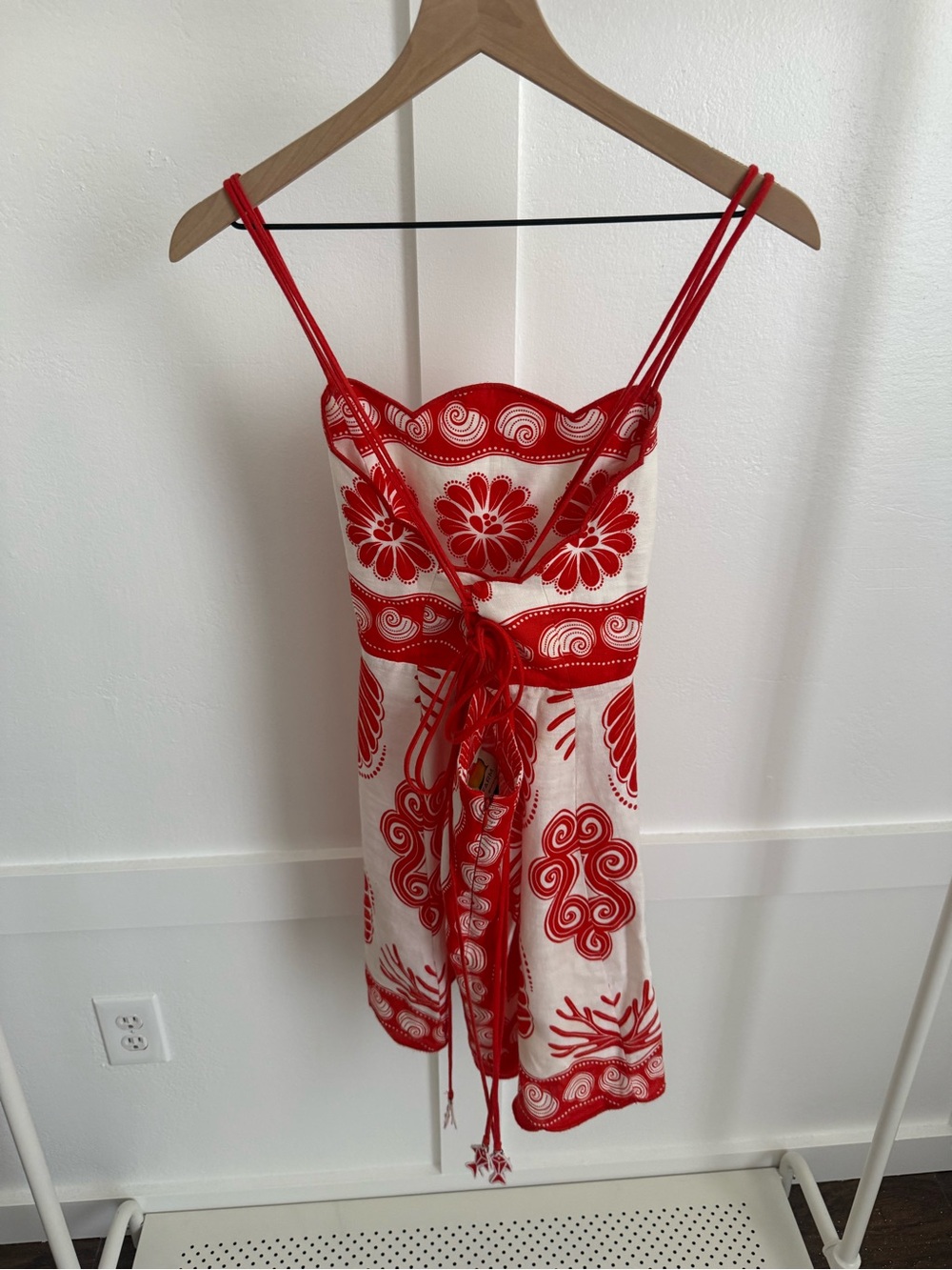 Farm Rio Red Shell Print Linen Mini Dress - Picture 3 of 5